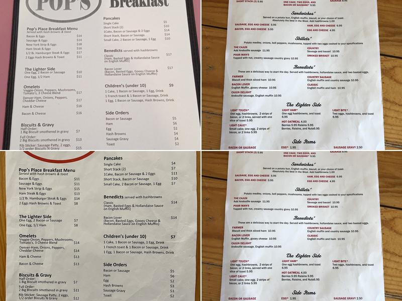 Pop’s Menu