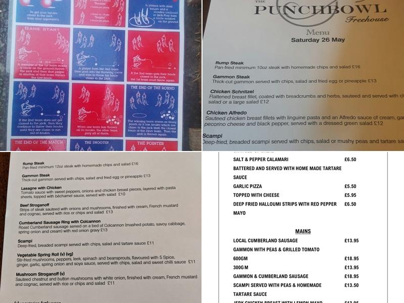 The Punch Bowl Inn Menu