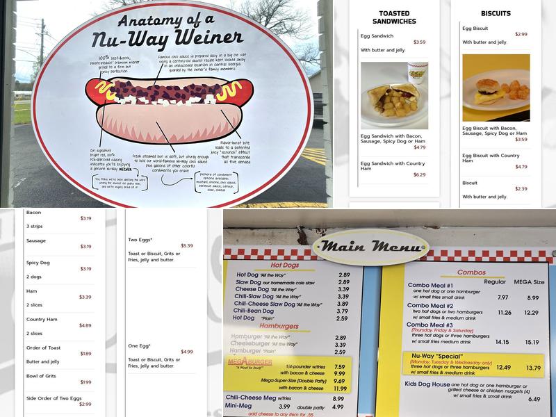 Nu-Way Weiners Menu