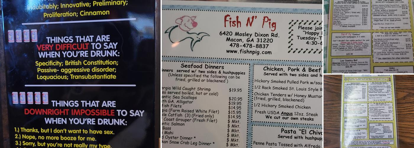 Fish N' Pig Menu