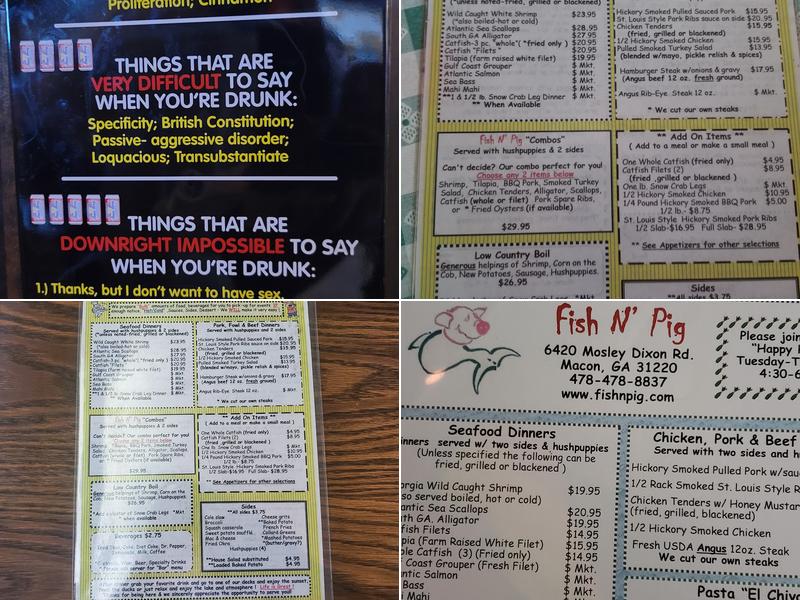Fish N' Pig Menu