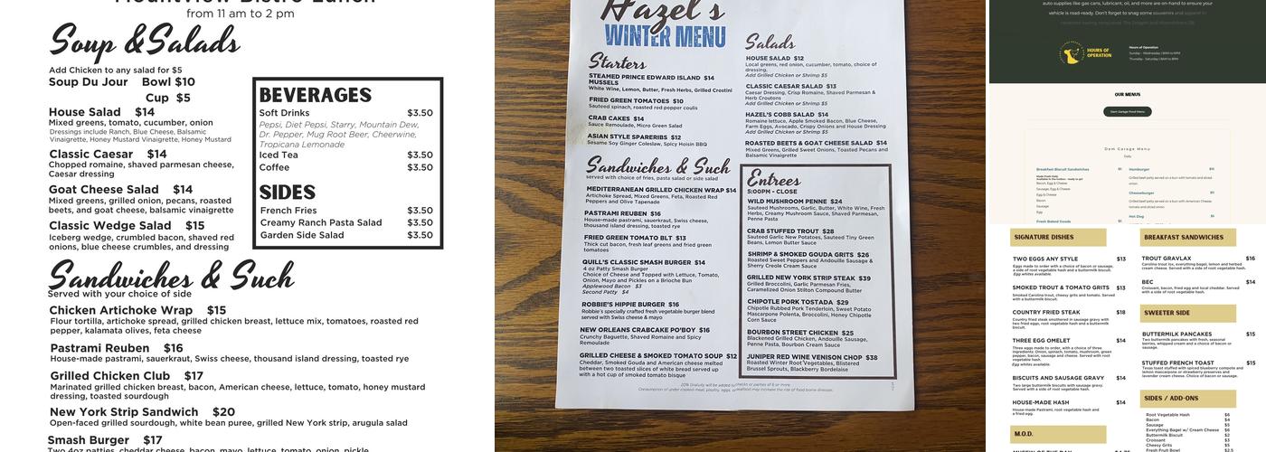 Hazel's Menu