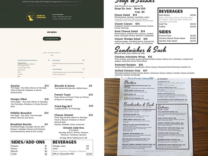 Hazel's Menu