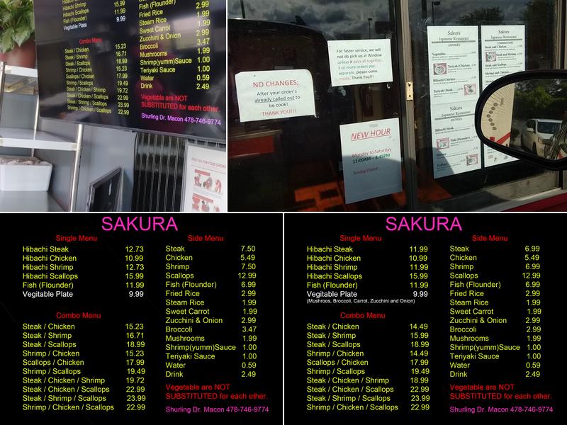 Sakura Japanese Restaurant Menu