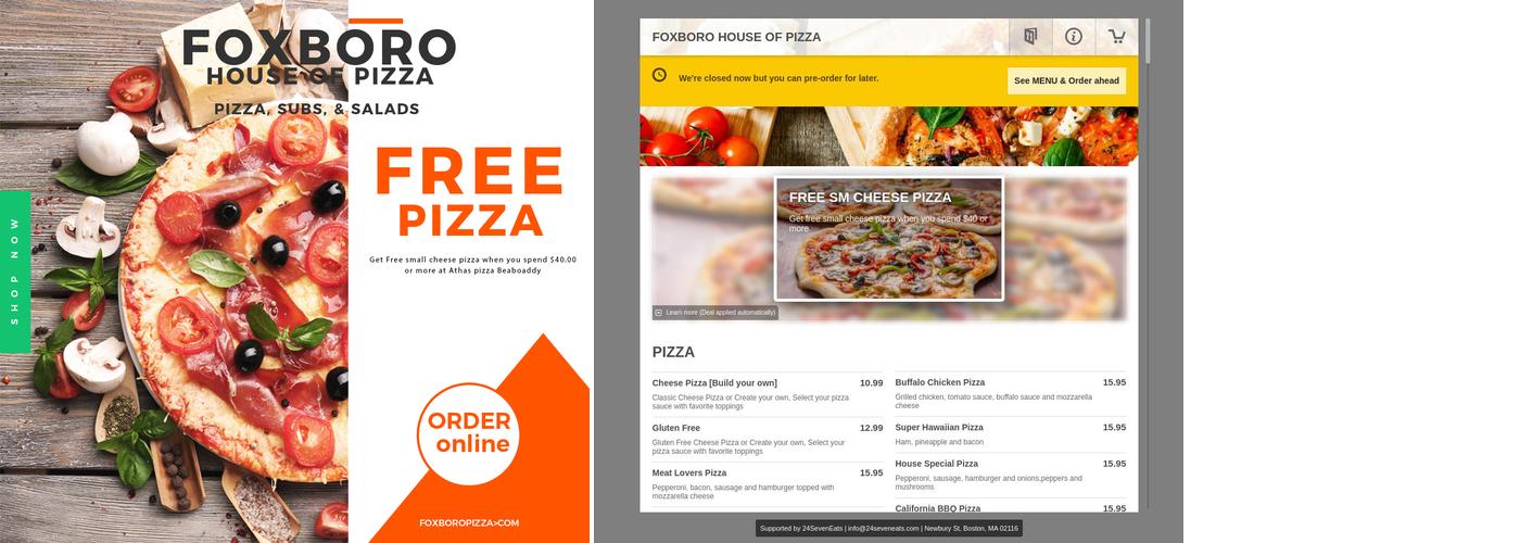 Foxboro House of Pizza Menu