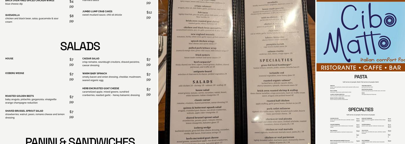 Cibo Matto Caffe Menu