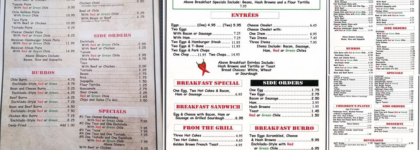 Joe & Aggie's Cafe Menu