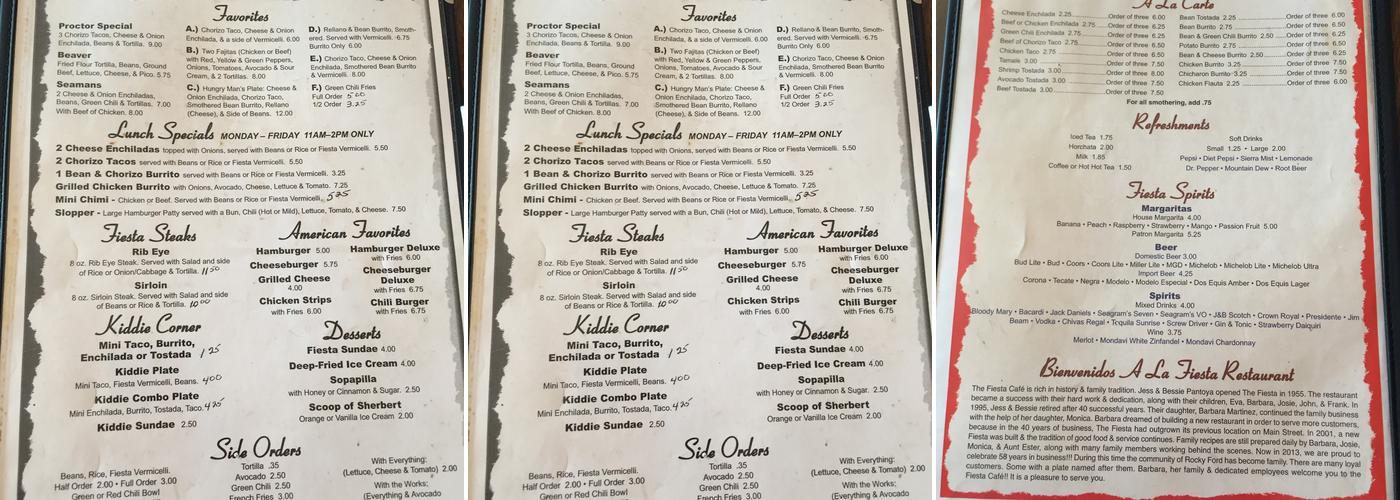 Fiesta Restaurant Menu
