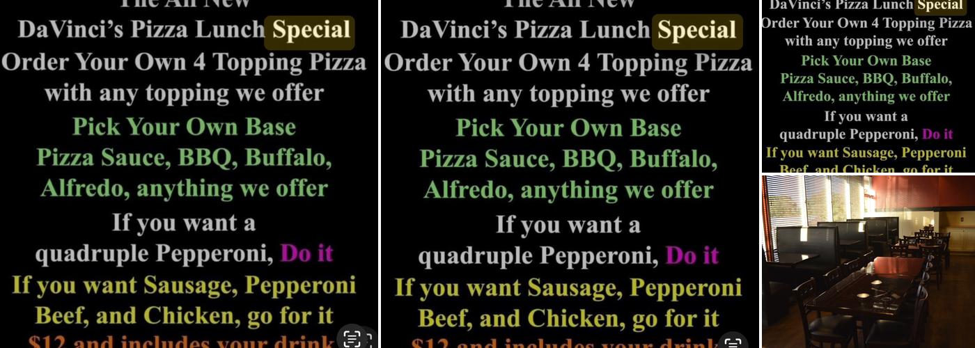 DaVinci's Pizza Menu
