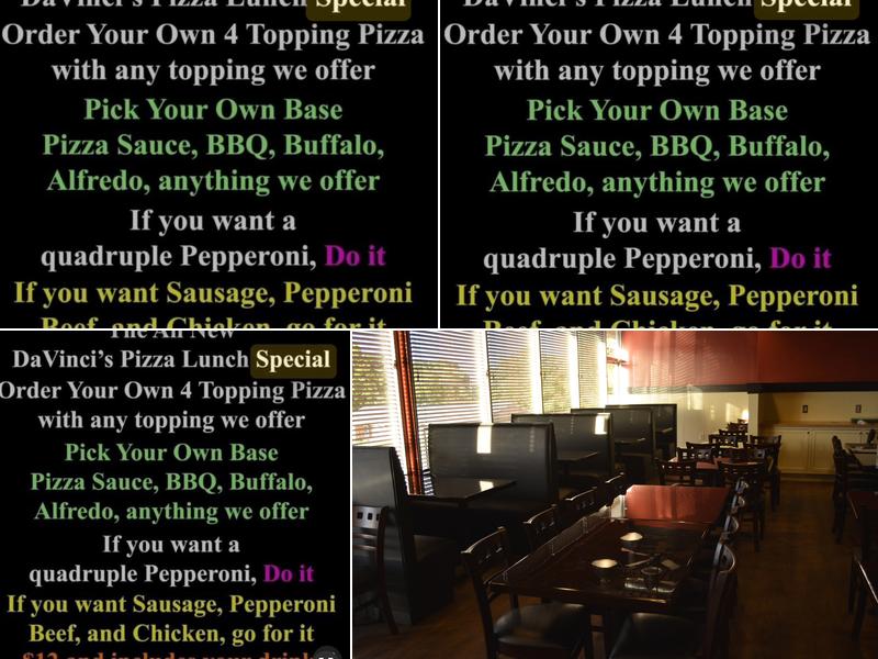 DaVinci's Pizza Menu