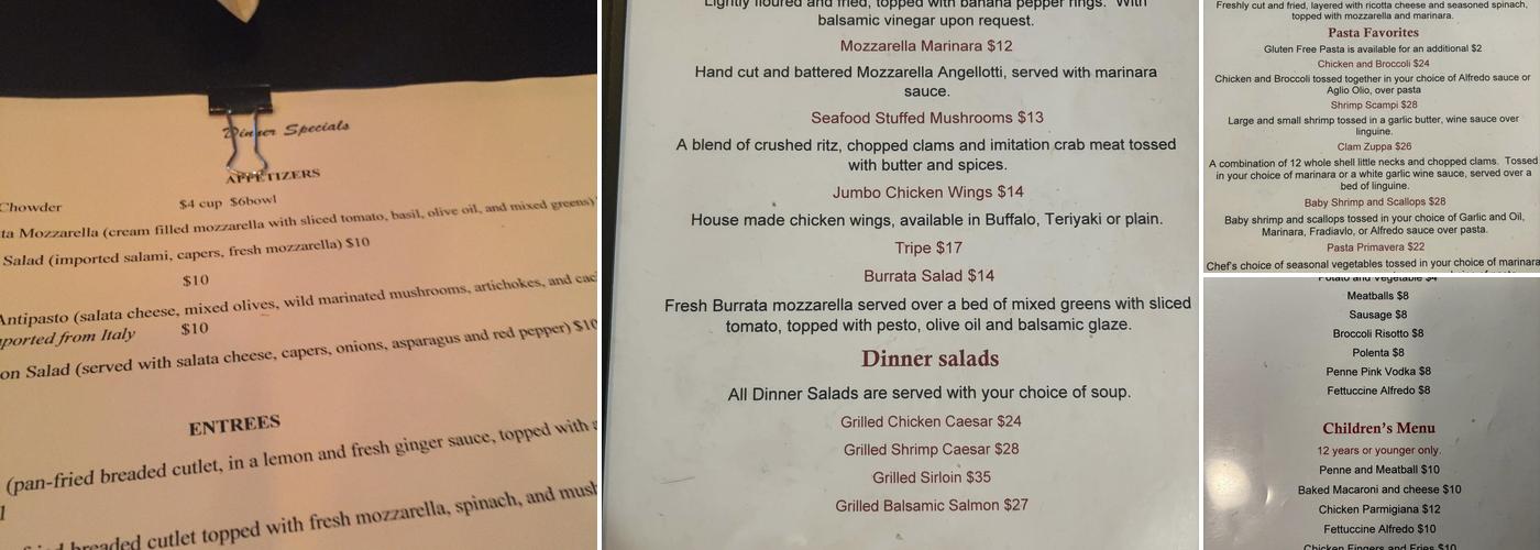 Corner Bistro Menu