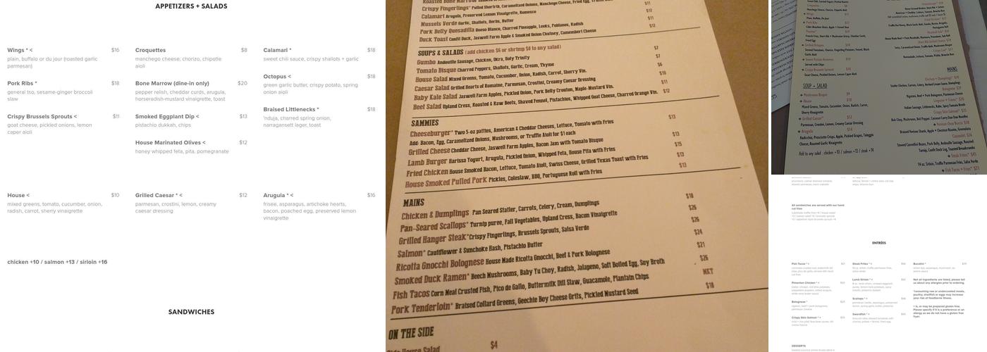 Cook and Dagger Menu