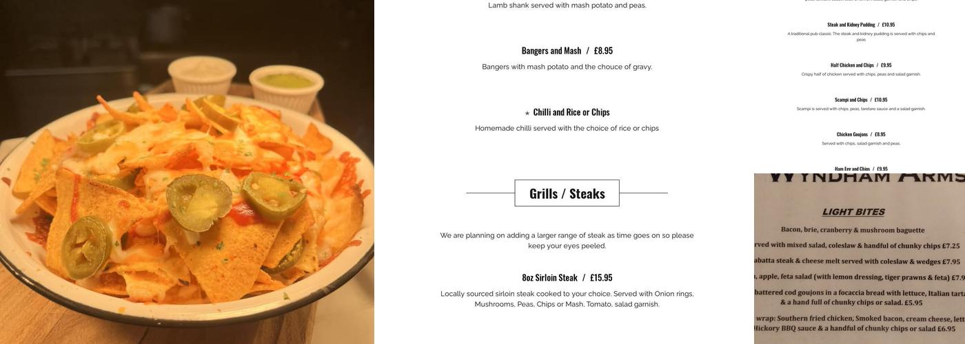 The Wyndham Arms Menu