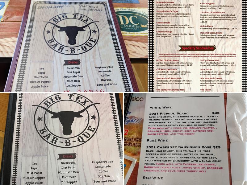 Big Tex BBQ Menu