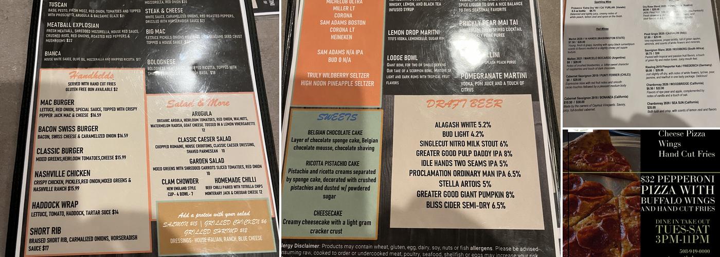 The Lodge Restaurant Menu