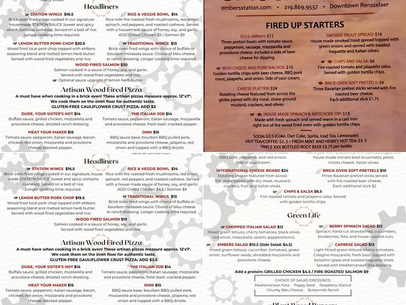 eMbers Station Bistro & Bar Menu