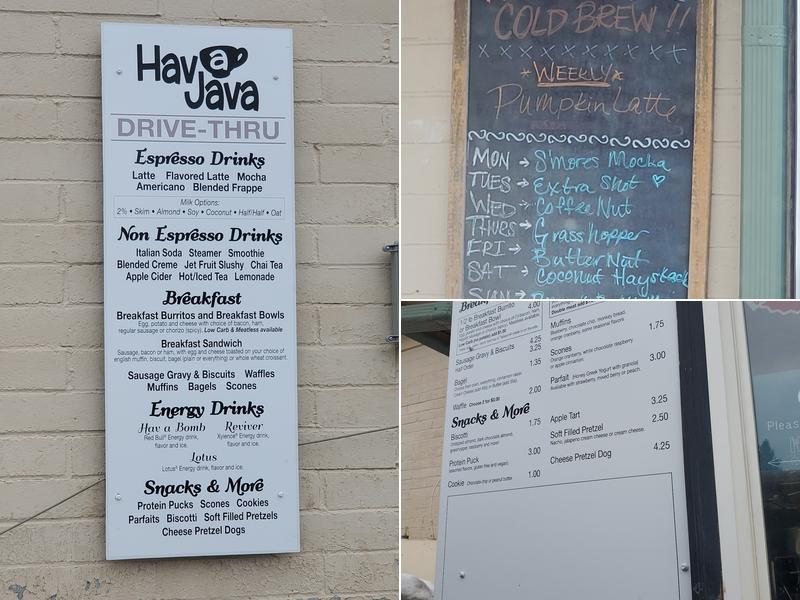 Hav-A-Java Expresso To Go Menu