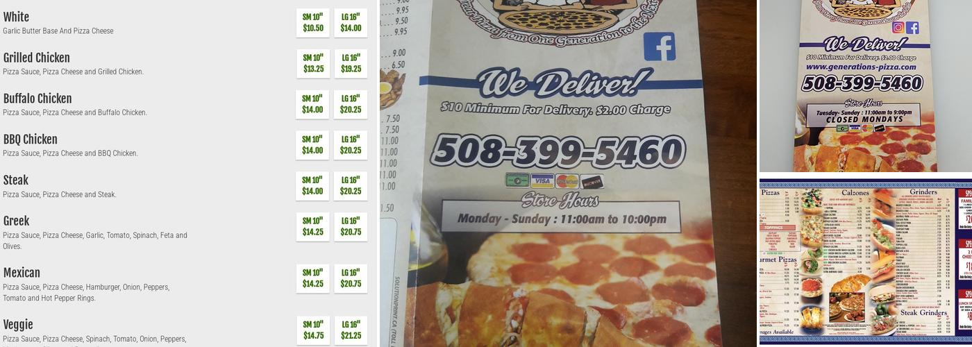 Generations Pizza Menu