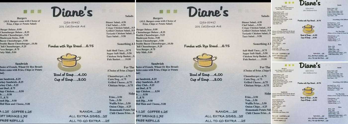 Diane's Menu