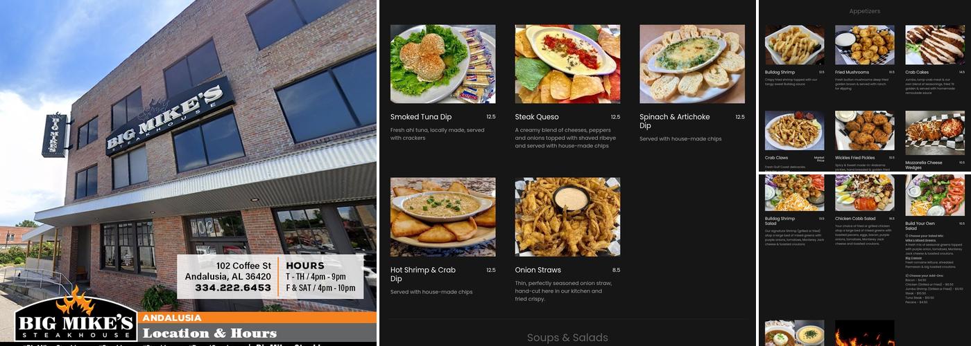 Big Mike's Steakhouse - Andalusia Menu