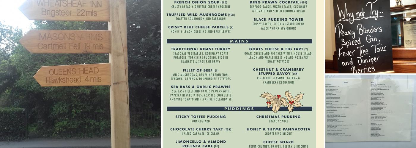 Crown Inn, Coniston Menu