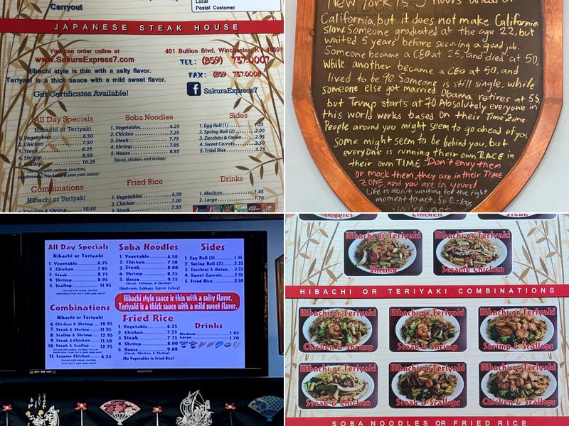 Sakura Express Menu