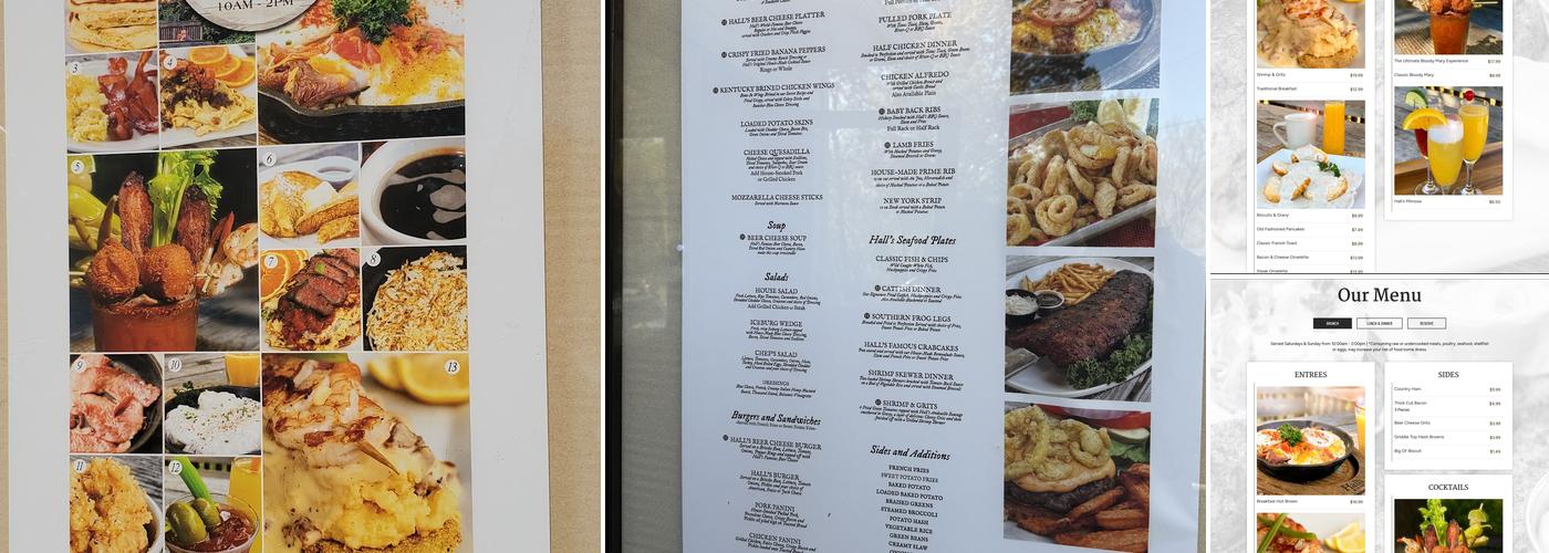 Hall's On The River Menu