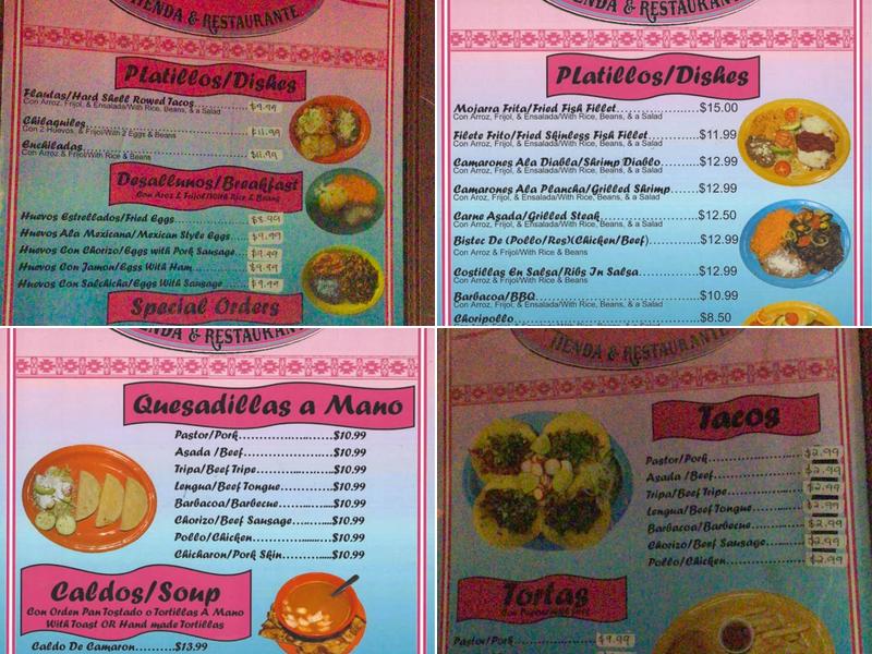 La Princesa Restaurante y Tienda Menu