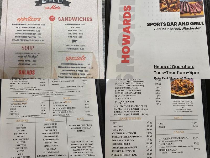 Smokin' Howards Sports Bar & Grill Menu