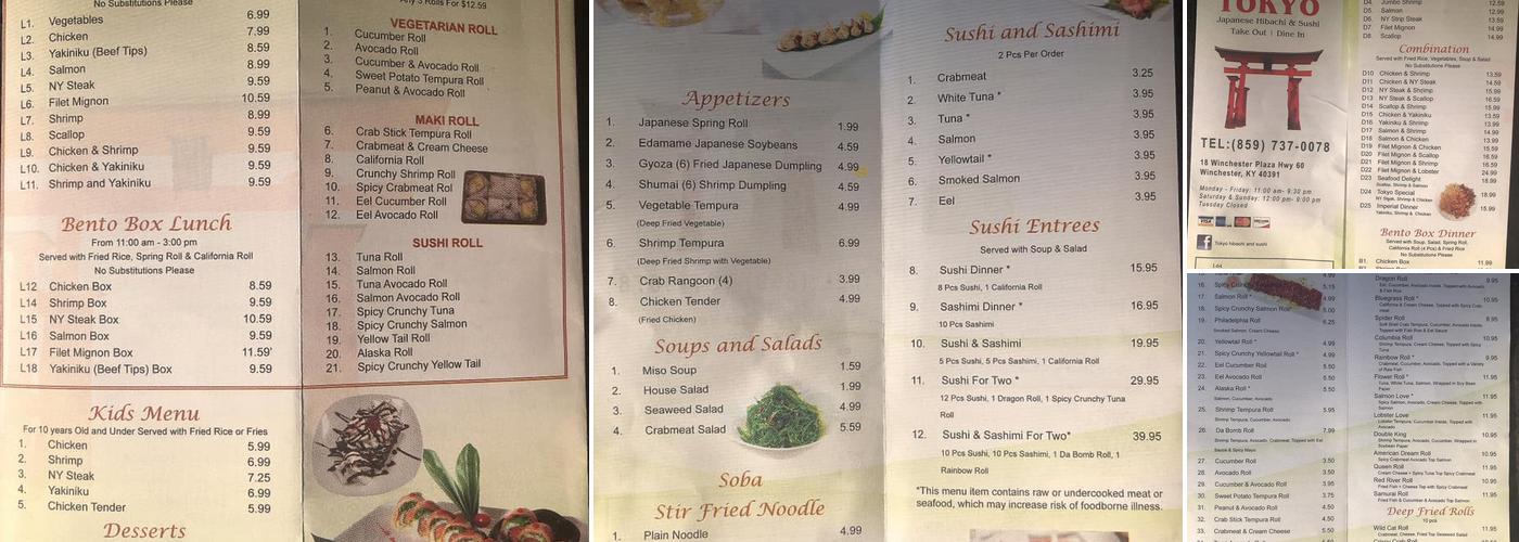 Tokyo Hibachi & Sushi Menu