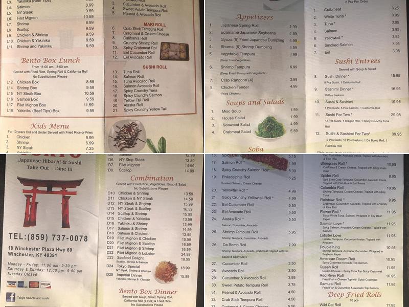 Tokyo Hibachi & Sushi Menu