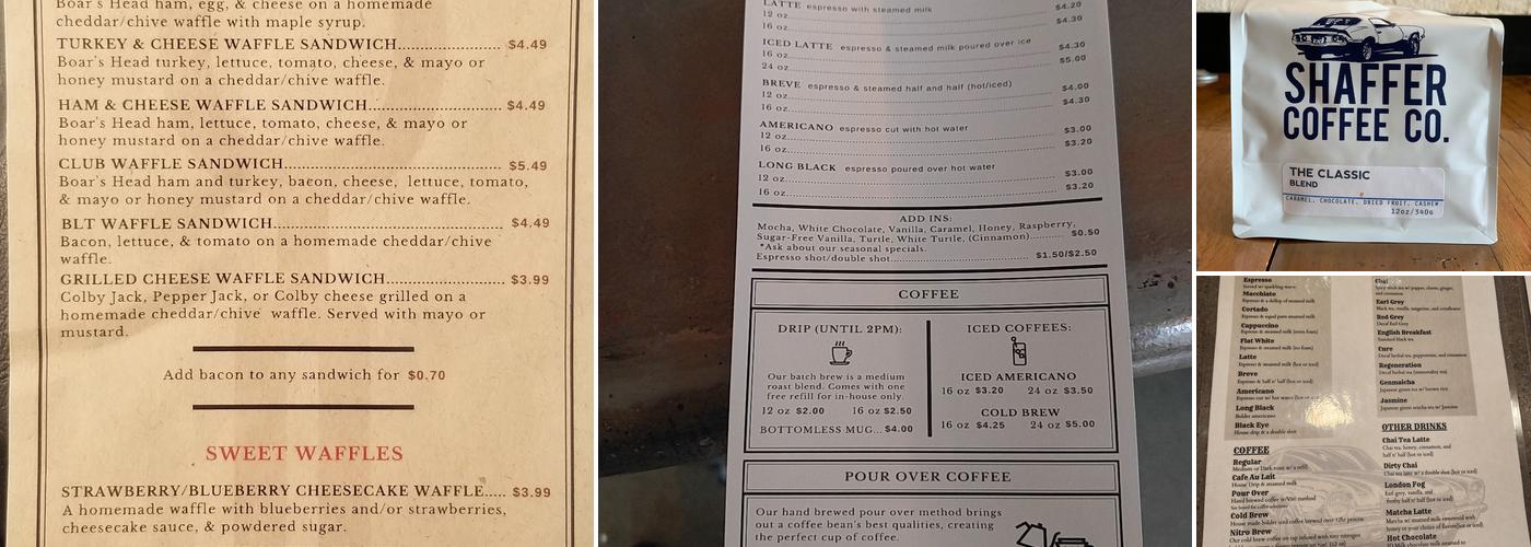 Shaffer Coffee Co. Menu