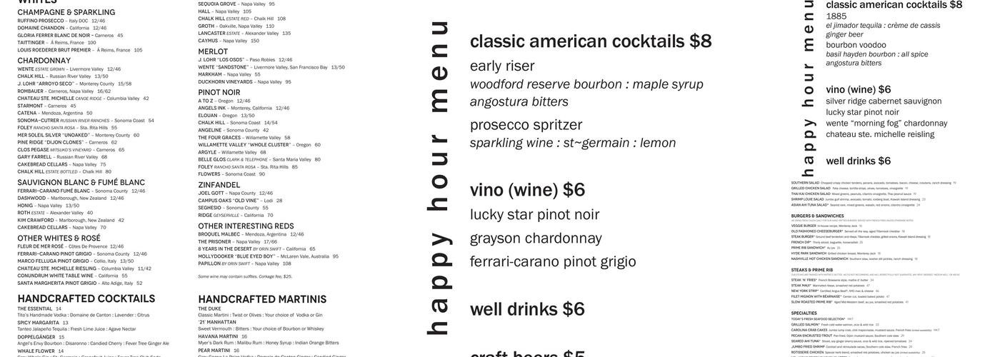 J. Alexander's Restaurant Menu