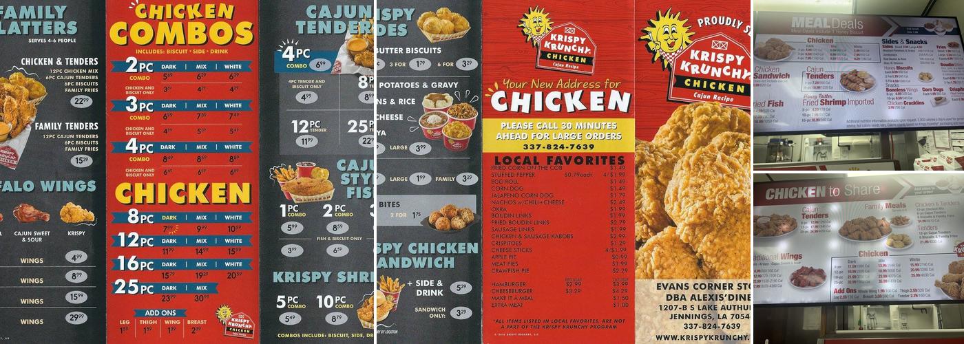 Alexis Diner and Krispy Krunchy Chicken Menu