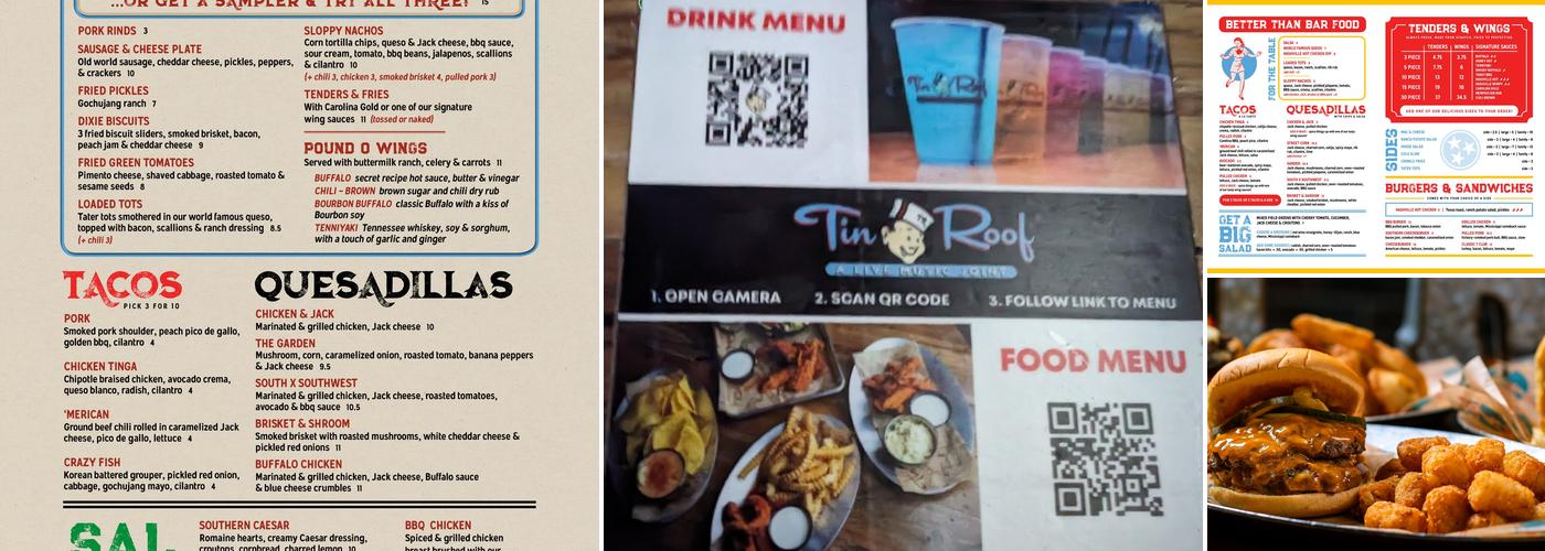 Tin Roof Menu