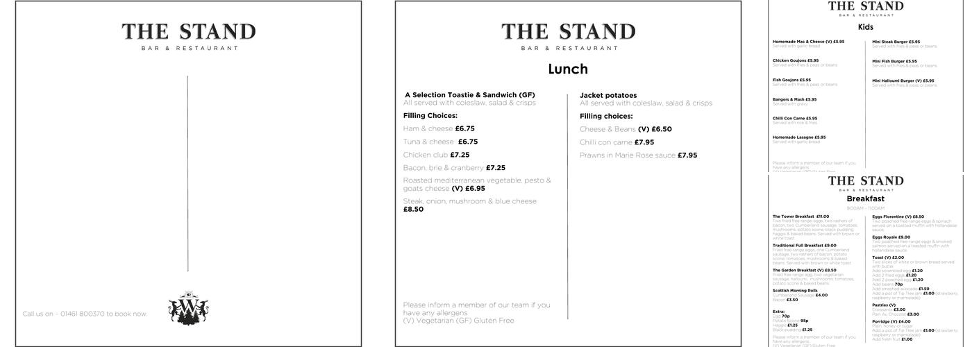 The Stand Bar and Restaurant Menu