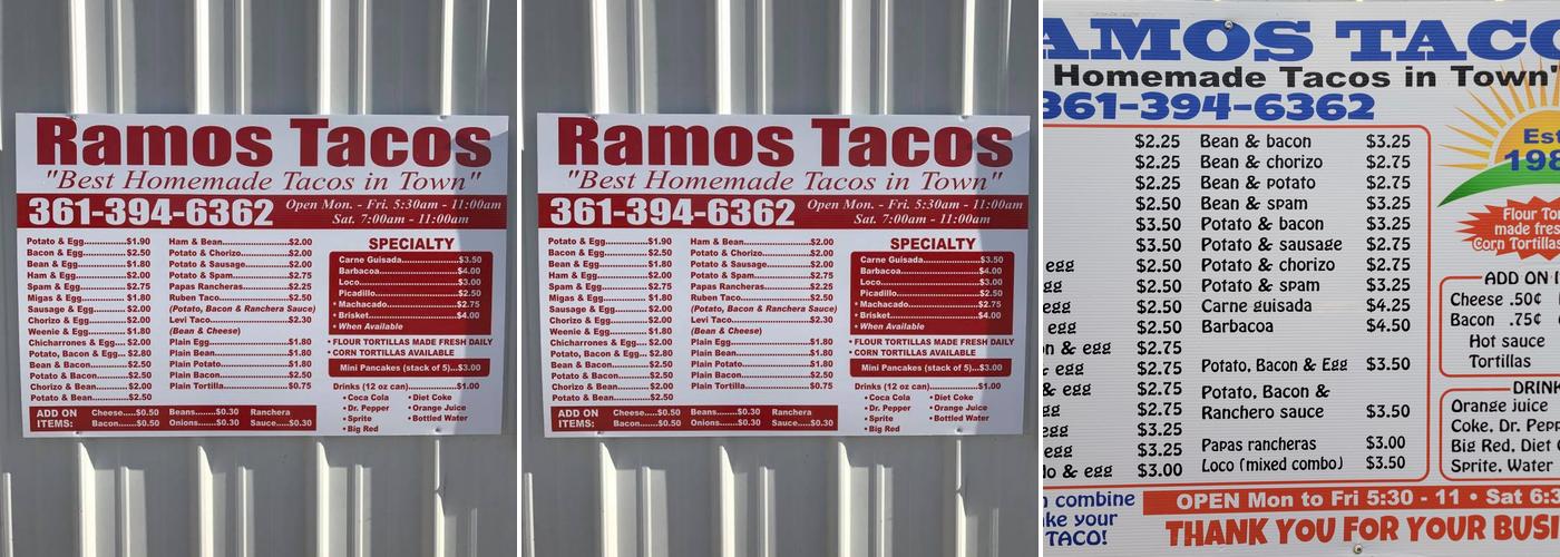 Ramos' Cafe Menu