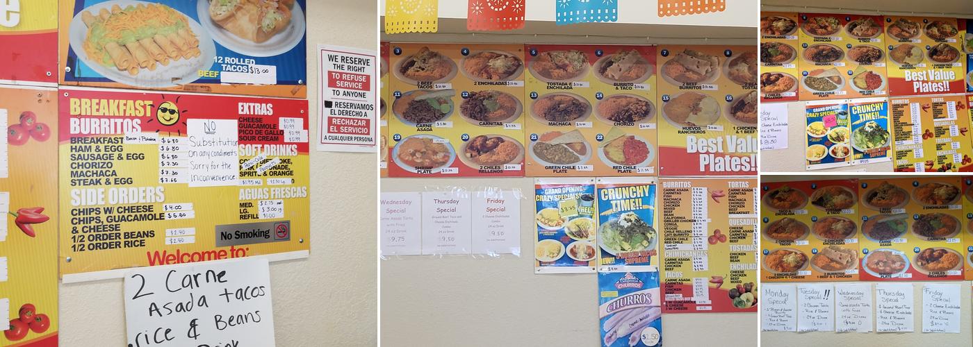 Adolfo's Taco Shop Menu