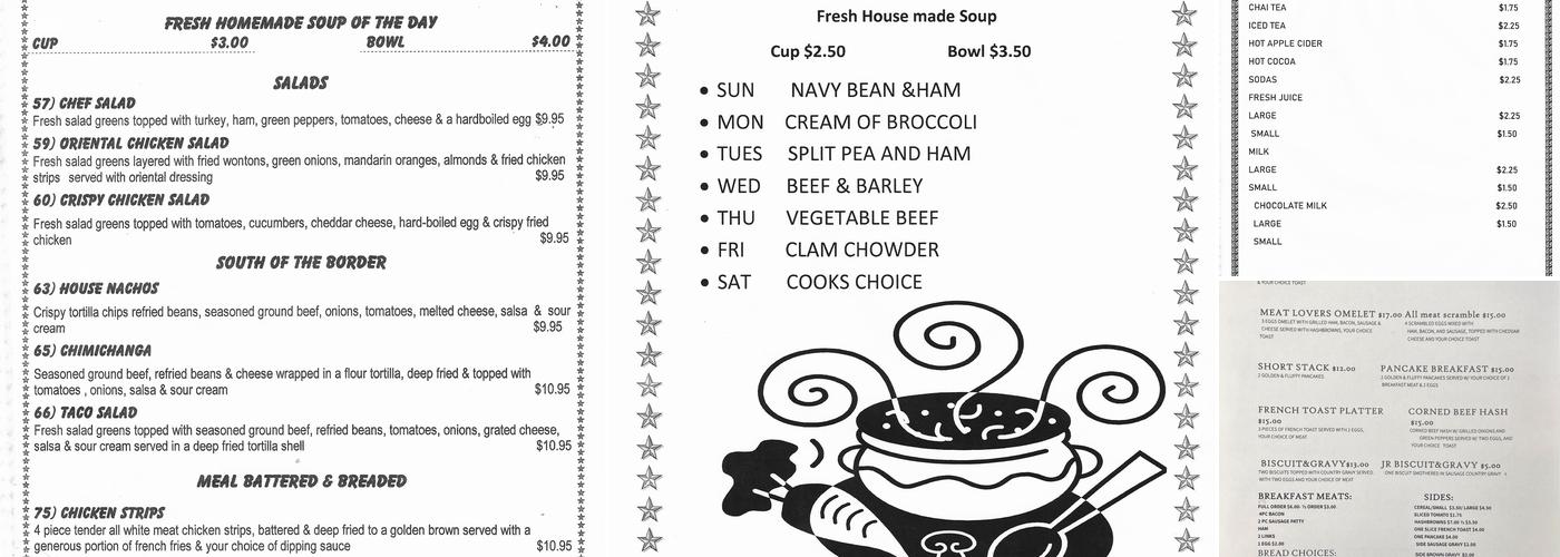 Three Mile Cafe - 76 Menu