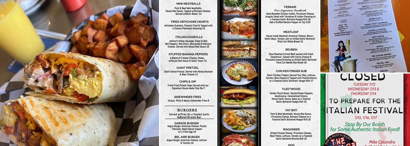 The Garage Bar & Restaurant Menu