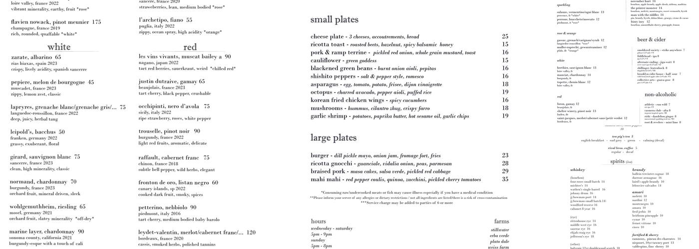 The Dapper Goose Menu