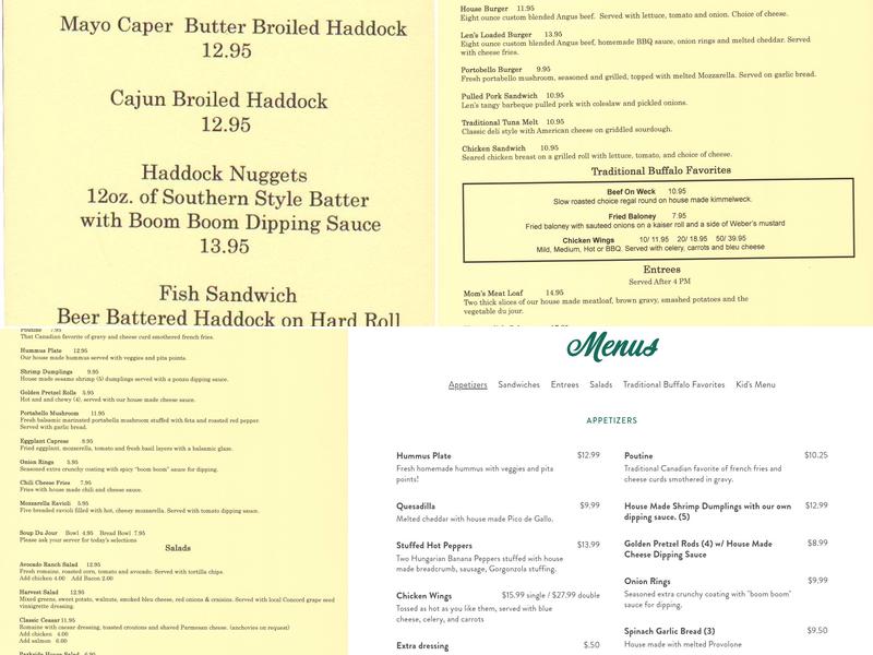 Parkside Meadow Menu