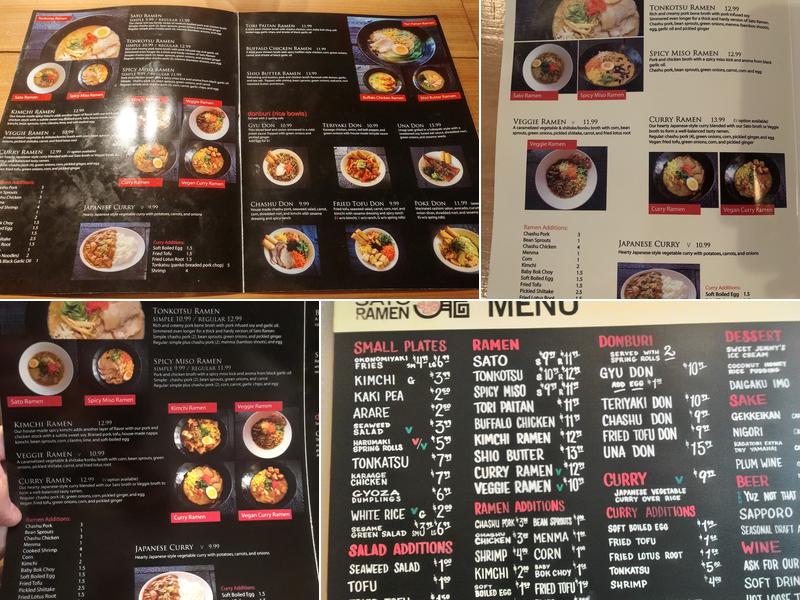 SATO Ramen Menu