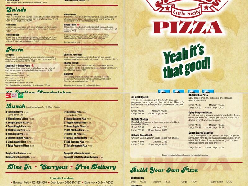 Bearno's on Dixie Menu