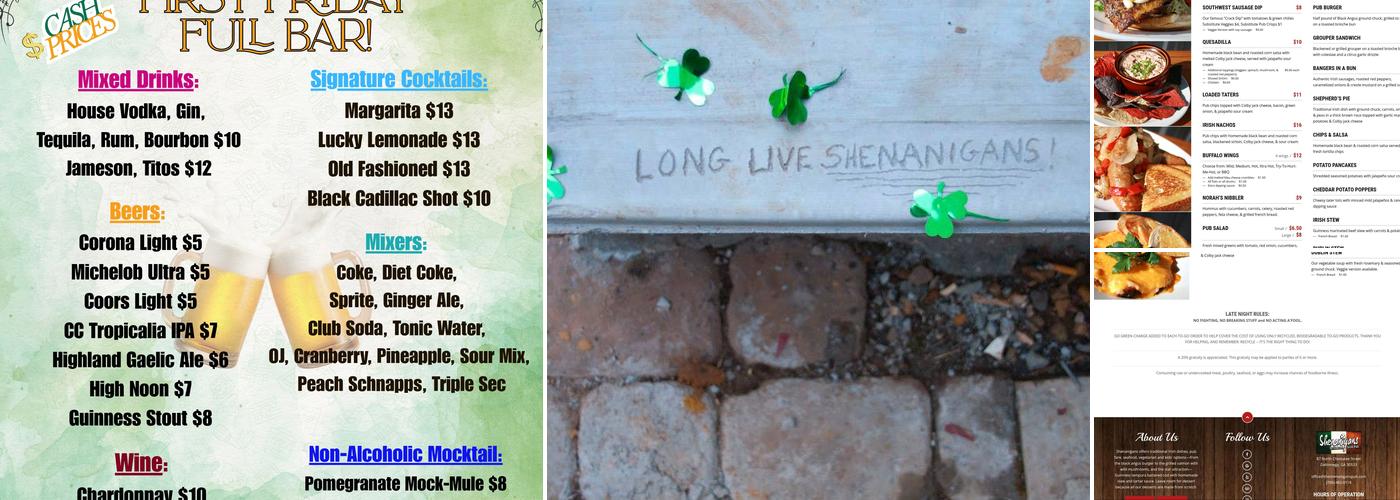 Shenanigans Menu