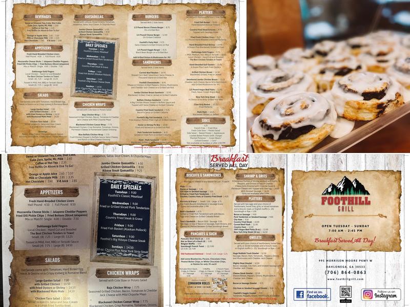 Foothill Grill Menu