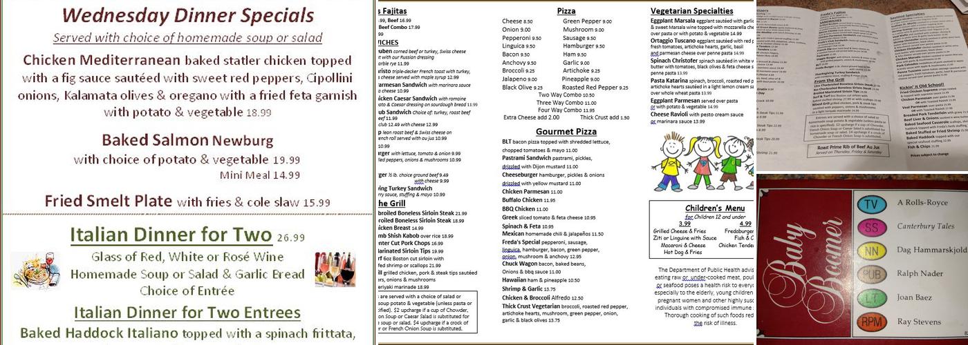 Freda's Menu
