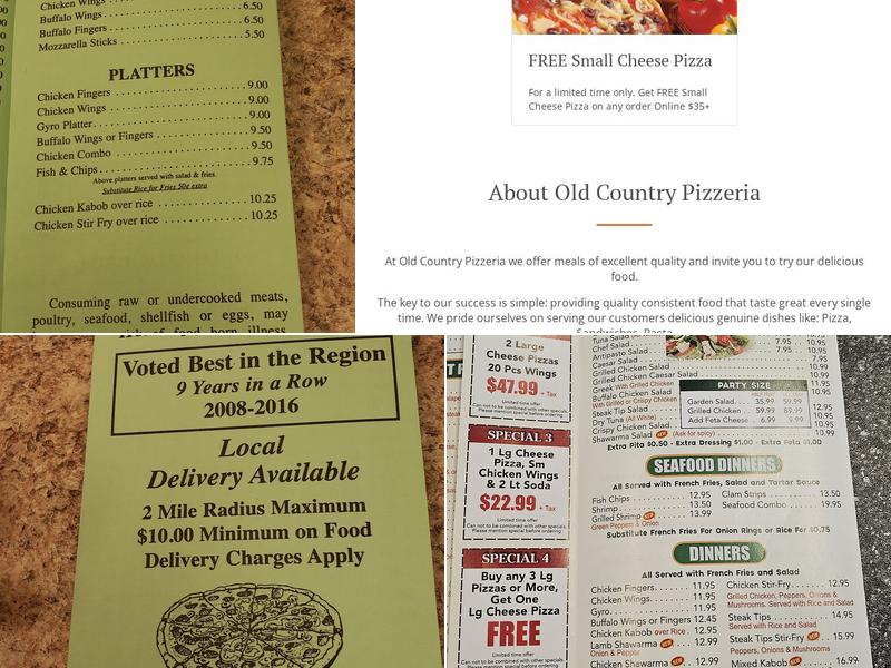 Old Country Pizzeria Menu