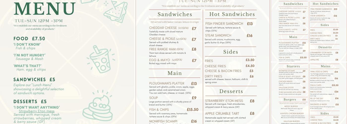 The Gerrard Arms Menu