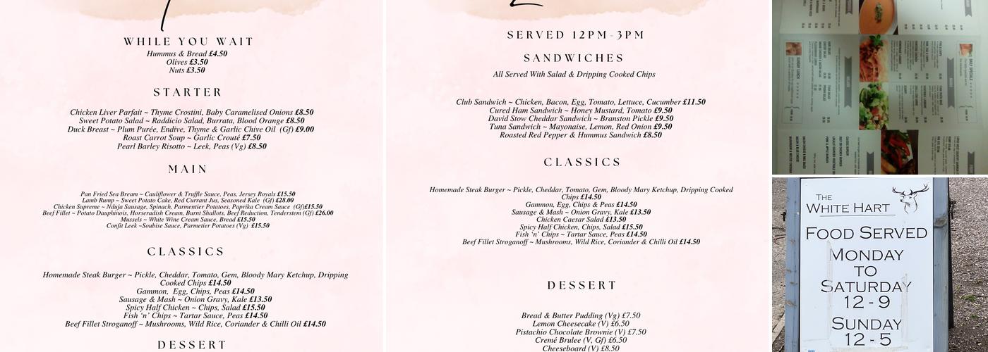 The White Hart Inn Menu